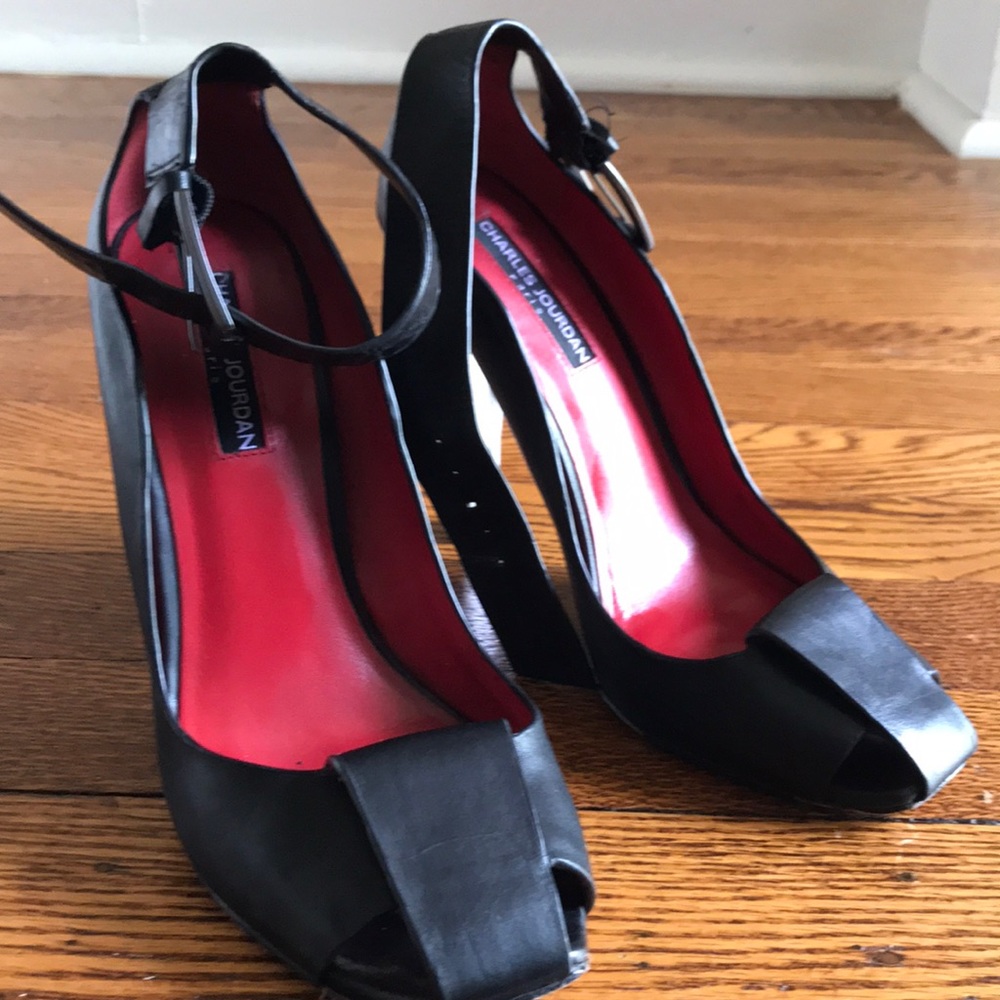 Charles Jourdin Paris black leather shoes size:7.5